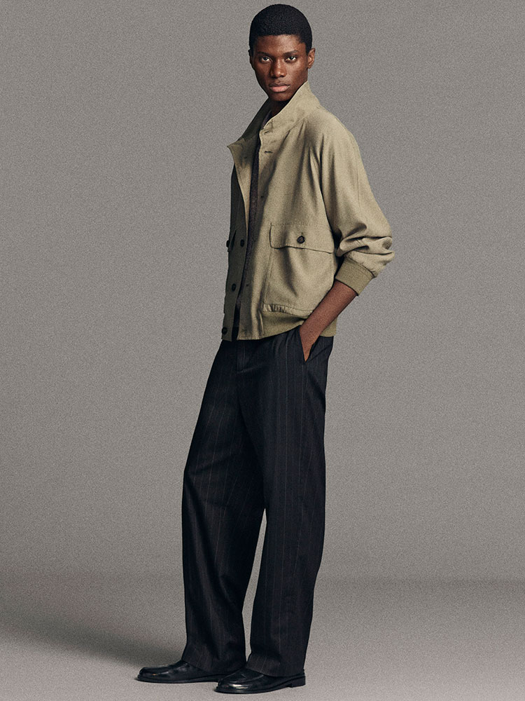 ピンストライプ ワイドレッグパンツ